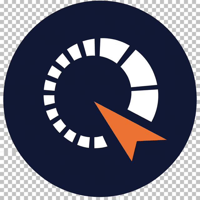 QueueVantage symbol — segmented Q with orange arrow